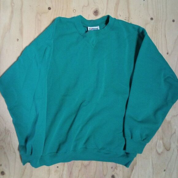 Vintage Hanes Blank Crewneck Sweatshirt Teal - Picture 1 of 5